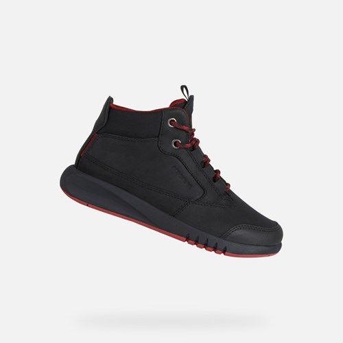 Chlapecké Mid-calf Boots Geox Aeranter Abx Černé Tmavě Červené | OQS-167392