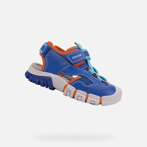 Chlapecké Sandály Geox Sandal Dynomix Královská Modrá Oranžové | HLJ-230456