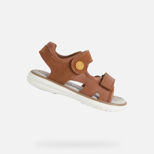 Chlapecké Sandály Geox Sandal Maratea Hnědé Tmavě Žluté | NWF-609312