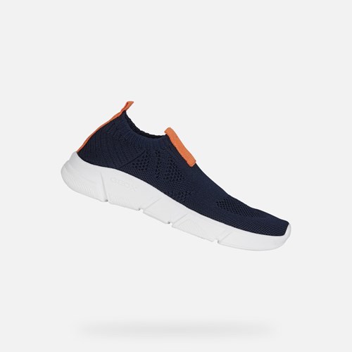 Chlapecké Slip On Geox Aril Tmavě Blankyt Oranžové | LQF-562801