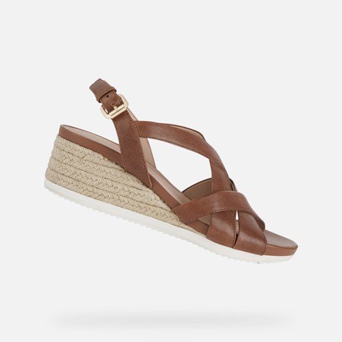 Dámské Sandály Geox Ischia Corda Hnědé | YFE-245917