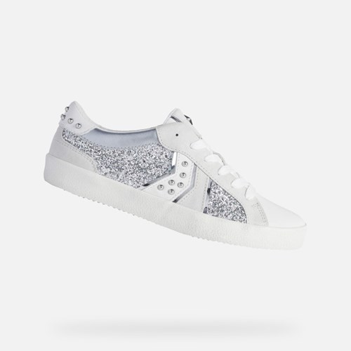 Dámské Tenisky Geox Warley Stříbrné Bílé | TCV-518437