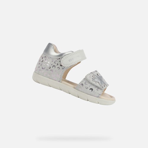 Dítě Sandály Geox Sandal Alul Bílé Stříbrné | WKA-763904