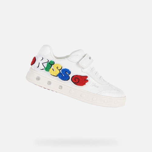 Dívčí Light-up Shoes Geox Skylin Bílé Červené | BUY-362451
