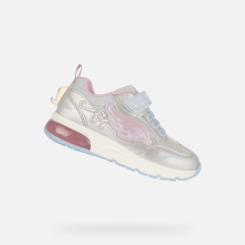 Dívčí Light-up Shoes Geox Spaceclub Stříbrné Růžové | GQX-380246