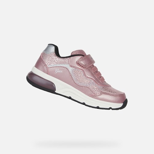Dívčí Light-up Shoes Geox Spaceclub Tmavě Růžové Stříbrné | JEB-764518