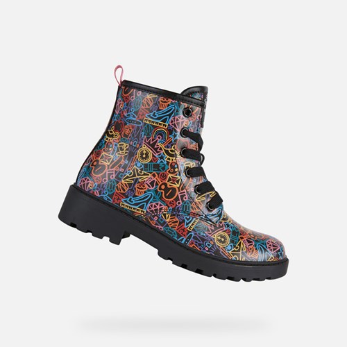 Dívčí Mid-calf Boots Geox Casey Černé Viacfarebný | QIR-493712
