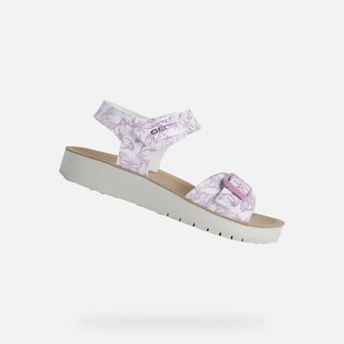 Dívčí Sandály Geox Sandal Costarei Bílé Růžové | PDK-892607