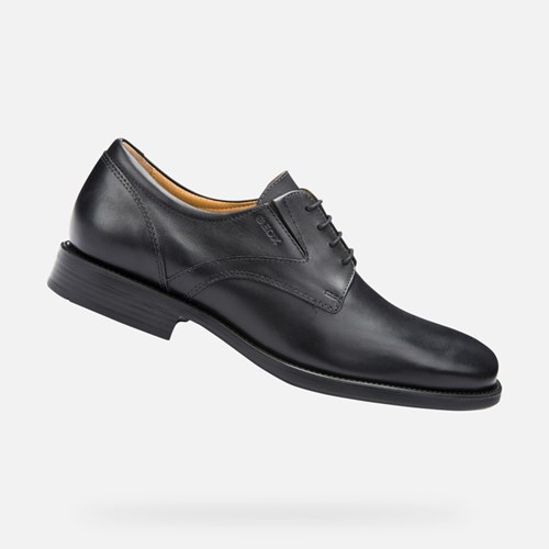 Pánské Kožené Boty Geox Federico Černé | RSG-895274