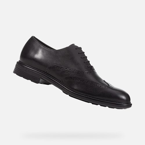 Pánské Kožené Boty Geox Walk Pleasure Černé | ZSI-207483