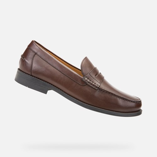 Pánské Loafers Geox New Damon Tmavě Hnědé | KVI-268354