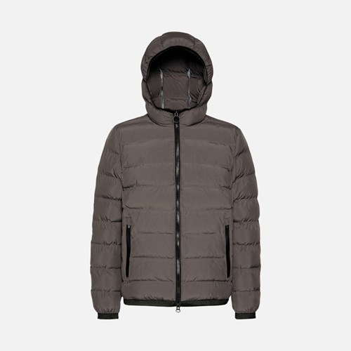 Pánské Péřové Bundy Geox Spherica Gray Pinstripe | JUC-126530