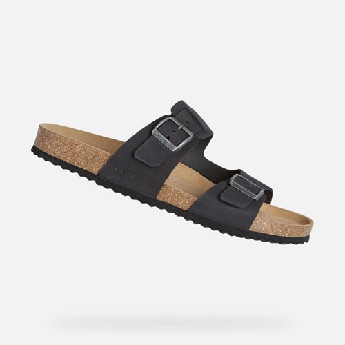 Pánské Sandály Geox Sandal Ghita Černé | ICH-163840