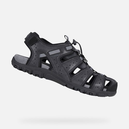 Pánské Sandály Geox Strada Černé | FAT-583179