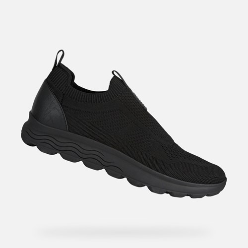 Pánské Slip On Geox Spherica Černé | XHE-651873